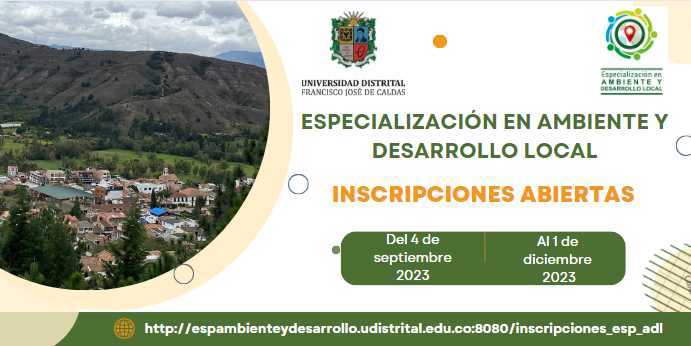  Inscripciones Especialización en Ambiente y Desarrollo Local